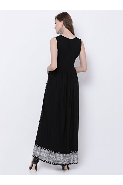 Vishudh By Styli Women Black Printed A-Line Kurta