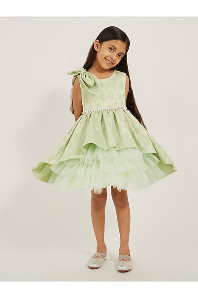Styli Mesh Hem Layered Sleeveless Dress