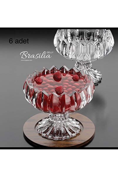 ORTAKÖY CENNETİ 6 ad Cam Ayaklı Lokumluk Sunumluk Şekerlik Tatlı Magnolia Cam Çerezlik Dondurmalık 105 ML