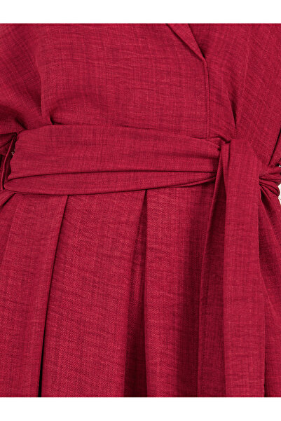 Styli Schiffli Detail Volume Sleeves A-Line Midi Dress