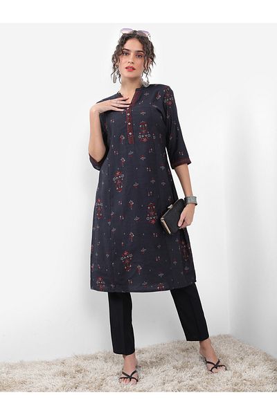Vishudh By Styli Floral Printed Thread Work Kurta