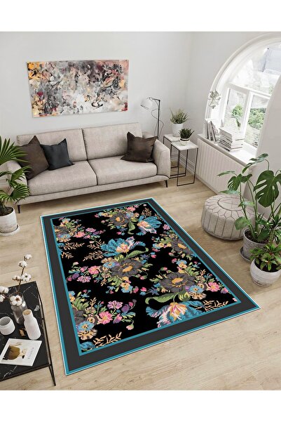 Dijidekor Shine M(278) Covor decorativ digital cu imprimeu negru, fără franju...