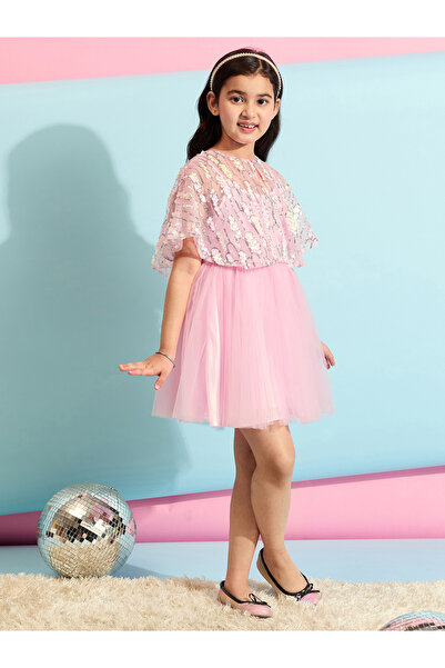 Stylo Bug By Styli Embellished Cape Sleeves A-Line Dress