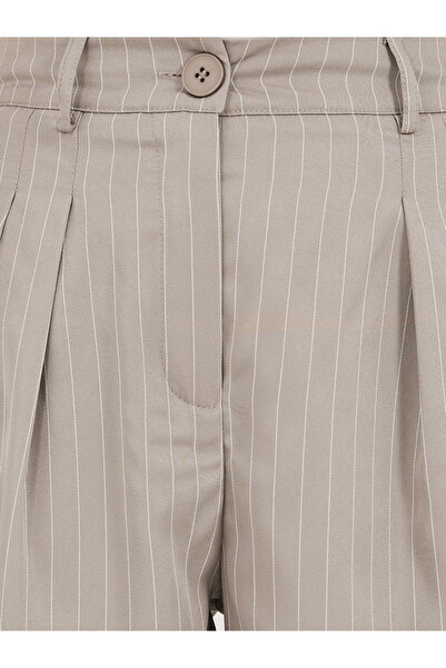 Styli Beige Striped Tailored Pants