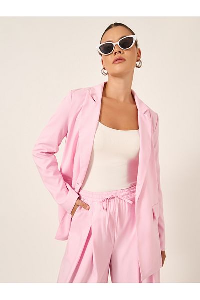 Styli Pink Single Breasted Blazer