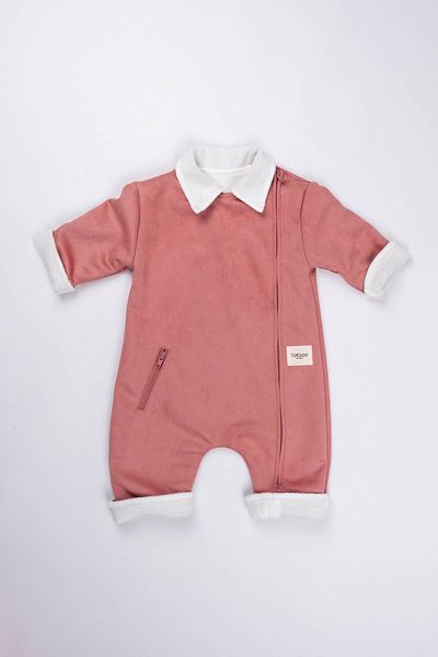Totzee Scuba Suede Front Zipper Jumpsuit Dusty Rose