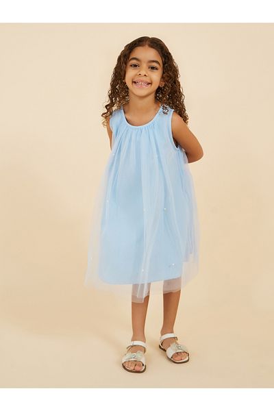 Styli Sleeveless Round Neck Mesh Dress