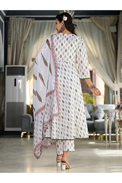 Vishudh By Styli Women White Printed Cotton Kurta Set