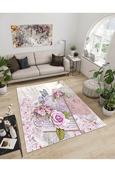 Dijidekor Shine M(263) Covor decorativ digital cu imprimeu roz, fără franjuri...