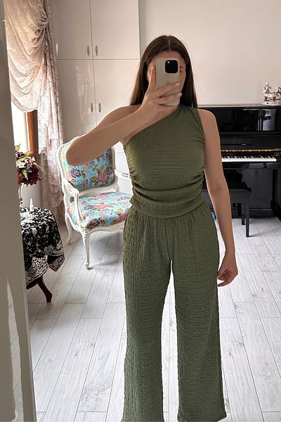 Sorridi Single Shoulder Seersucker 2 Piece Set
