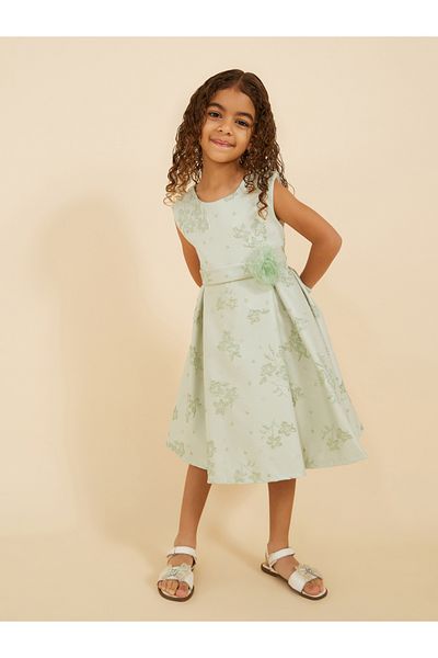 Styli Jacquard Round Neck Sleeveless Dress