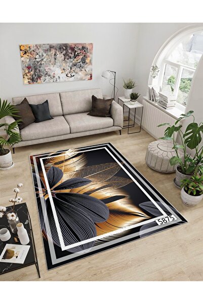 Dijidekor Shine M(36) Gray Fringeless Non-Slip Based Digital Printed Decorati...