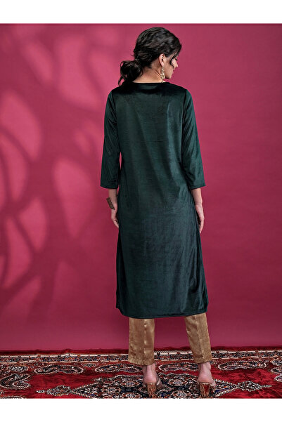 Vishudh By Styli Round Neck Yoke Design Thread Work Kurta