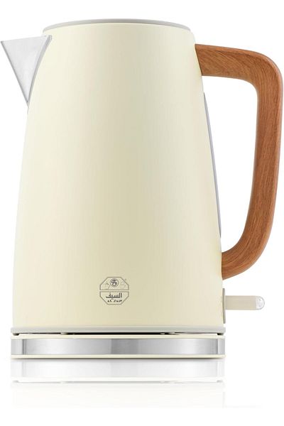 ALSAIF Electric Kettle With Wood Handle , Automatic Shut-off Function, 1.7l, 2200w, Beige