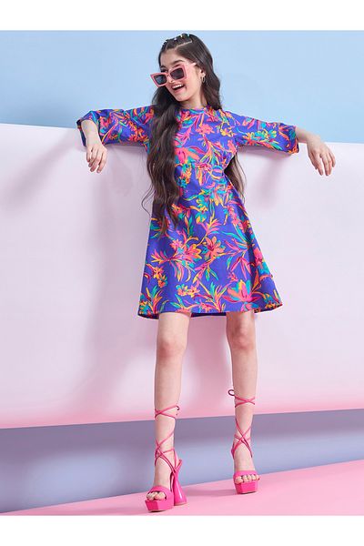 Stylo Bug By Styli Floral Printed 3/4 Sleeves Dress