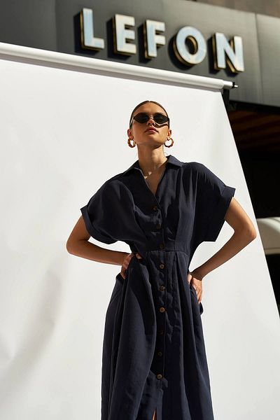 Womengrom Lefon Women Front Button Shirt Collar Dress