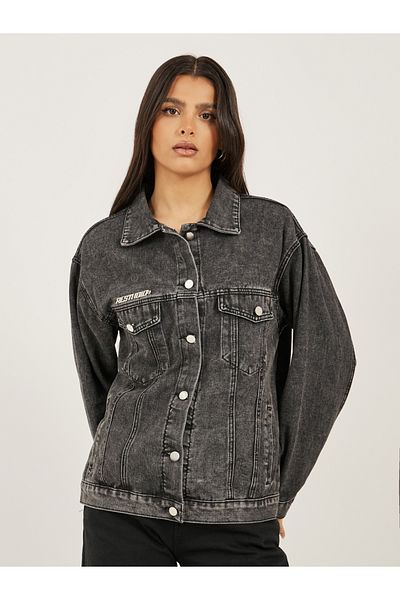 Styli Oversized Acid Wash Denim Jacket