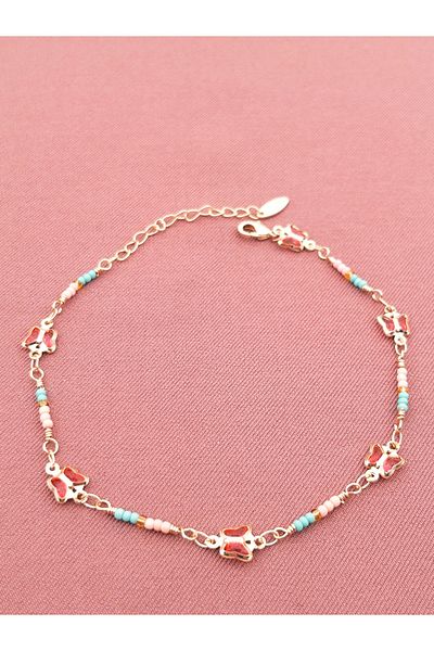 Siya Silver Vip Series - Butterfly Design Beaded Anklet