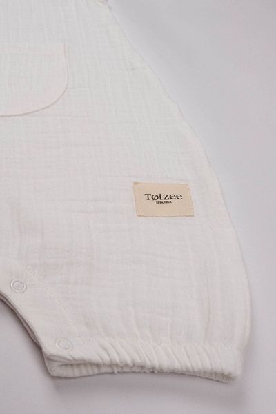 Totzee Muslin Kangaroo Pocket Salopet Ecru