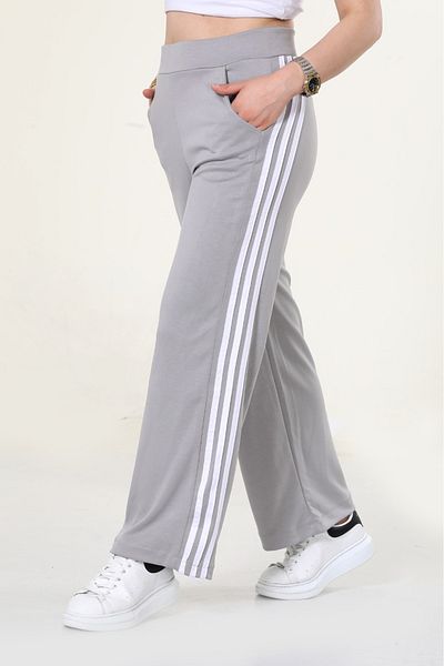 NEWCO Women's Side Striped Wide Leg Comfortable Track Pants