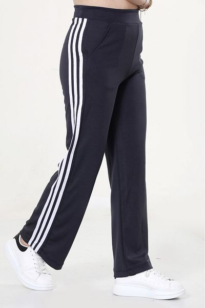 NEWCO Pantaloni de sport casual pentru femei, cu dungi laterale, cu picioare largi