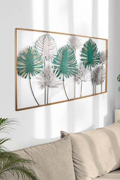 ENZODEKOR Rıpkı Metal Duvar Tablosu, Metal Yapraklı Duvar Dekorasyonu, Otel E...