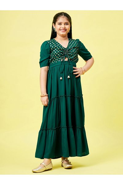 Stylo Bug By Styli Printed Cut-Out Detail Tiered Dress