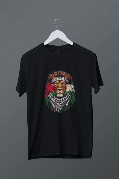 relaxbaskı تي شيرت بطبعة أسد فلسطيني