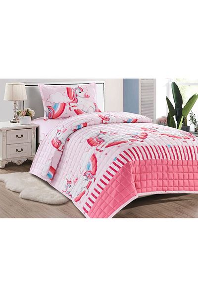 Moon Premium microfiber double bed sheet with children's drawings, 170*210cm