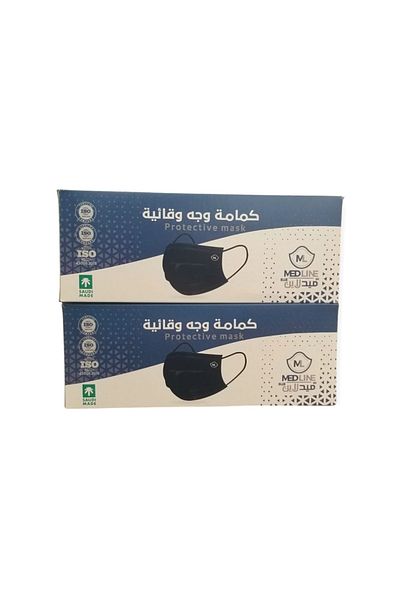 MEDLINE كمامات وجة وقائية اسود 2 علبه