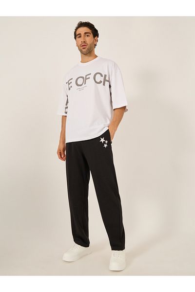 Styli Typography Print Mock Neck Jersey Boxy T-Shirt