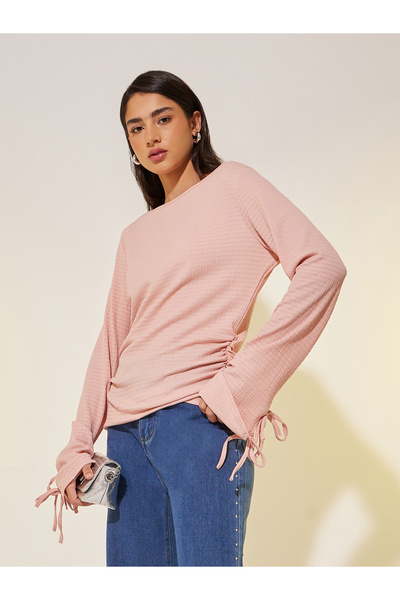 Take Two By Styli Texture Round Tie Detail Knit Top