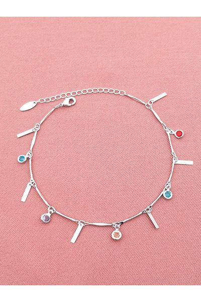 Siya Silver Mixed Color Plate Special Series Anklet