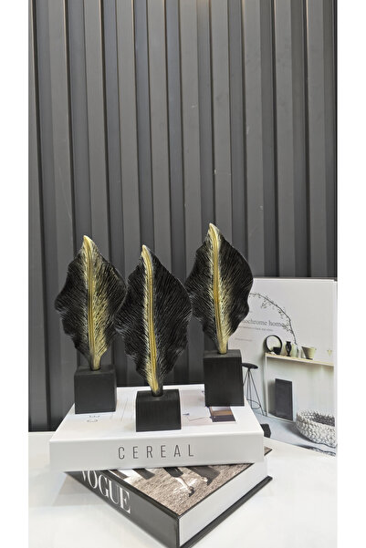 YNSK Dekoratif 3'lü Altın Detaylı Yaprak Figürü