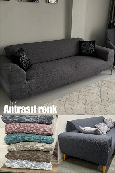 Hacer jakarlı Düz Desen Lastikli Koltuk Kılıfı Çekyat Koltuk Örtüsü Streç Esn...
