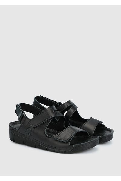 Eclipse Leather Women's Black Flat Sandals