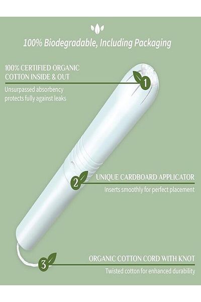 Organyc Ombilite Protection Organic Feminine Care Tampons with Cardboard Applicator, Regular, 16 Count