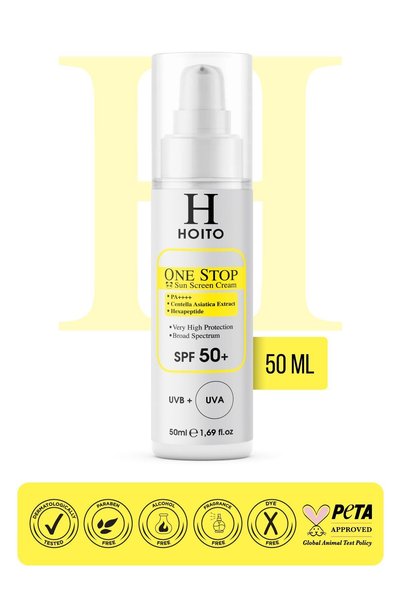 Hoito One Stop Sun Screen Cream (50 ml) - SPF 50+ / PA++++ Hızlı Emilen, Yapışkanlık Hissi Bırakmayan Güneş Koruyucu