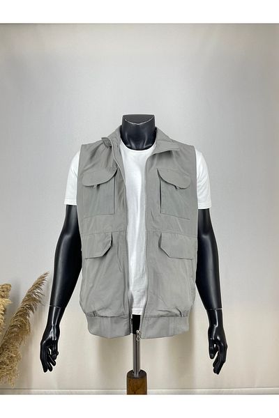 Sadık Collection Men's Elastic Waist Hunter and Journalist Linen Vest