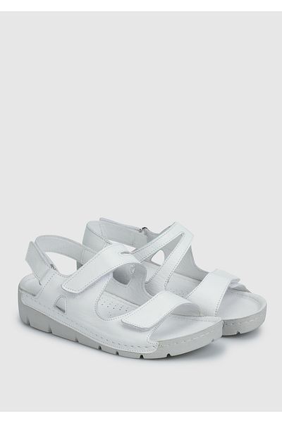Eclipse Women's White Leather Flat Sandals