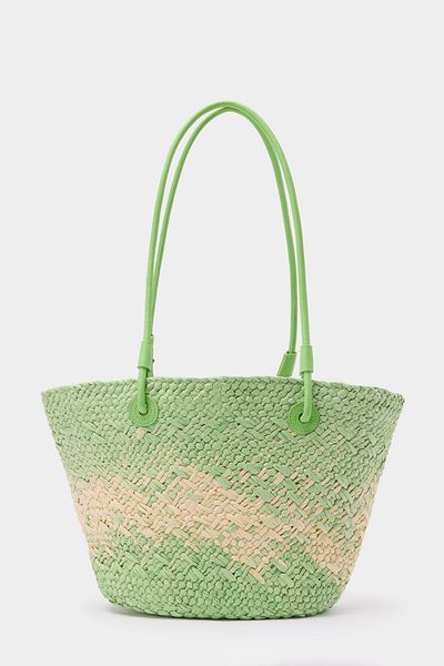 Touché Privé Leather Strap Straw Bag