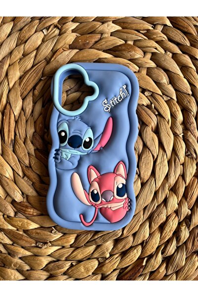 HYPERSOFT Iphone 16 (6.1 inç) Uyumlu Sevimli Stitch Desenli Yumuşak Hamur Sil...