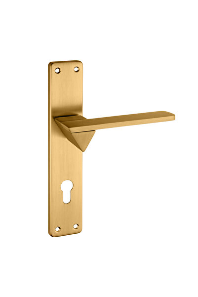 zerafev Lüks Laura Arma Aynalı Alüminyum Kapı Kolu (Kapı Kulbu) (Oda Tipi) Mat Altın