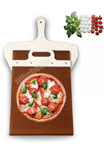 Tilbe Home Large Size Sliding Pizza Shovel Slideable Wooden Pastry Bread Oven Pita Shovel Non-Stick Shovel