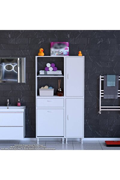 Modilayn Mis Urla Yenice 90 x 183 x 31,5 cm Kirli Çamaşır Dolabı Sepetli Banyo Dolabı