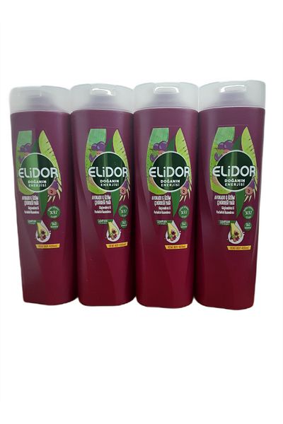 Elidor Hair Care Shampoo - Energy of Nature, Avocado and Grape Seed Oil, 400 Ml X 4 Pieces