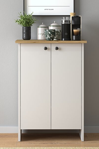 L8YZ Kahve Köşesi Çok Amaçlı Mutfak Banyo Salon Dolabı İki Kapaklı Raflı Kiler