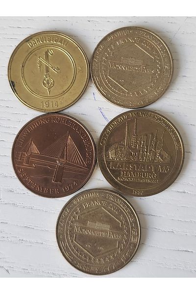 Edi Antik 5Pcs Germany France and Domestic Medal. 3cm Diameter Each.