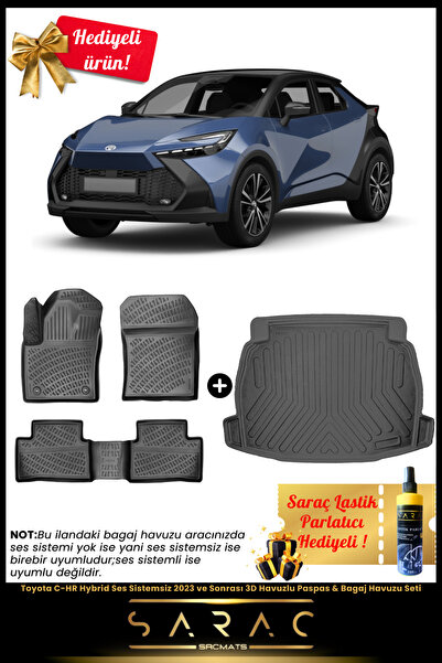 SRCMATS Toyota Chr Hybrid Ses Sistemsiz 2023 Ve Sonrası Araca Özel 3d Havuz P...