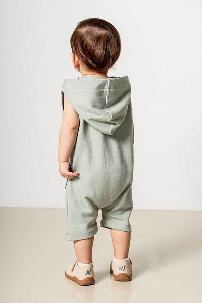 bombe Baby Kids Green Cotton Hooded Comfortable Jumpsuit Trend Fashion Bottom Top Set
